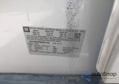 2014 Cadillac Srx Luxury Collection из США, поврежденный, VIN 3GYFNEE35ES581310